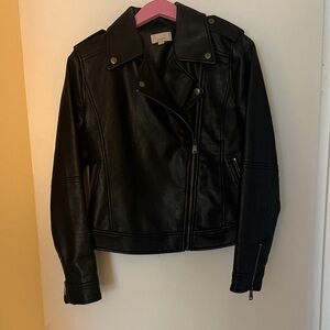 LOFT Black Leather Jacket (Faux Leather)